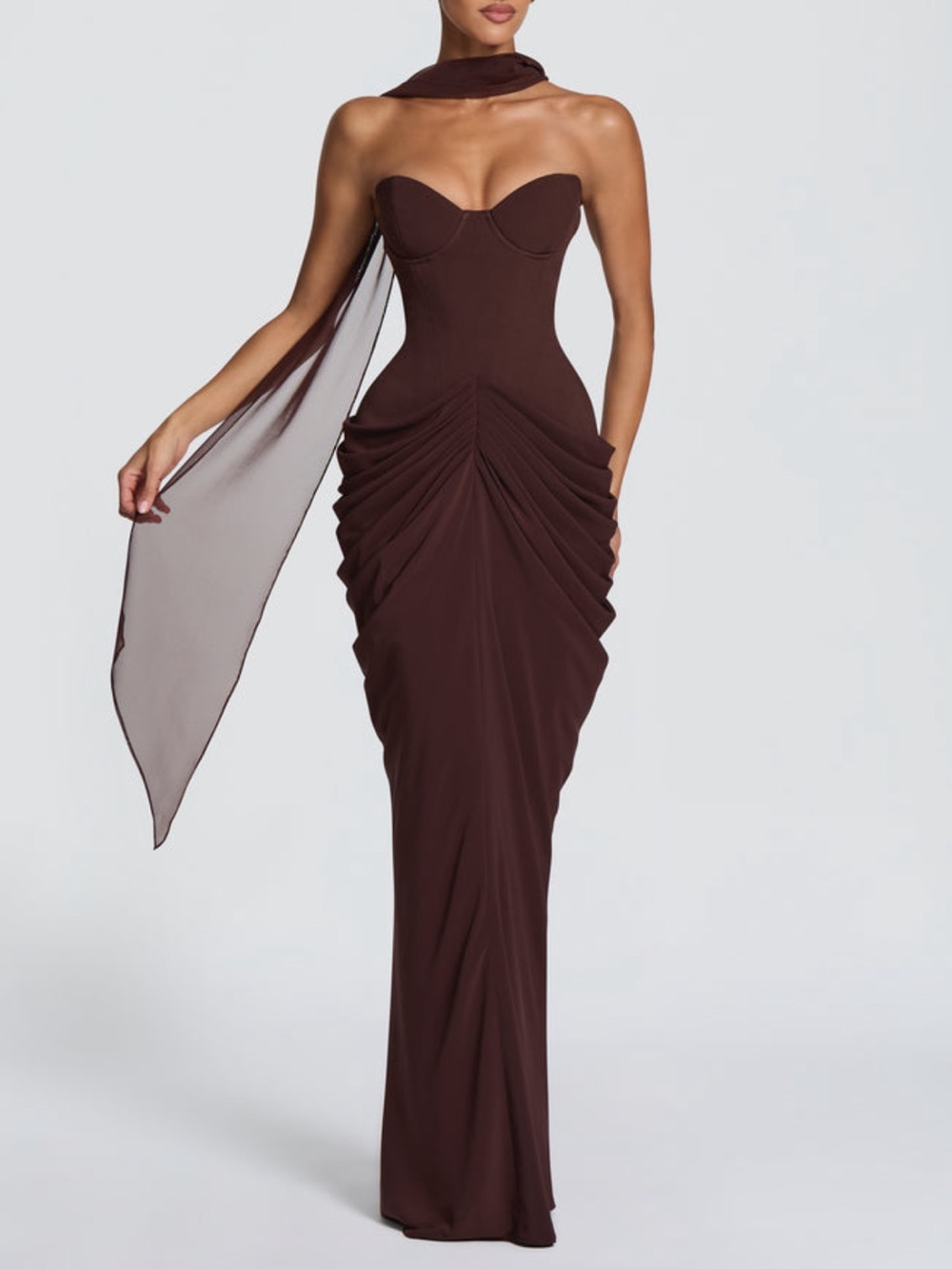 CHIARA MAXI DRESS IN PLUM BROWN